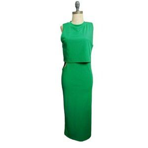 Topshop Size 8 Green Cut Out Side Maxi STRETCH Knit Dress